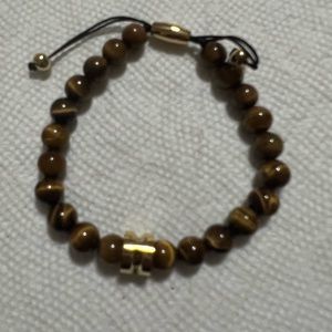 Mens Stainless steel Tiger eye beaded bolo bracelet